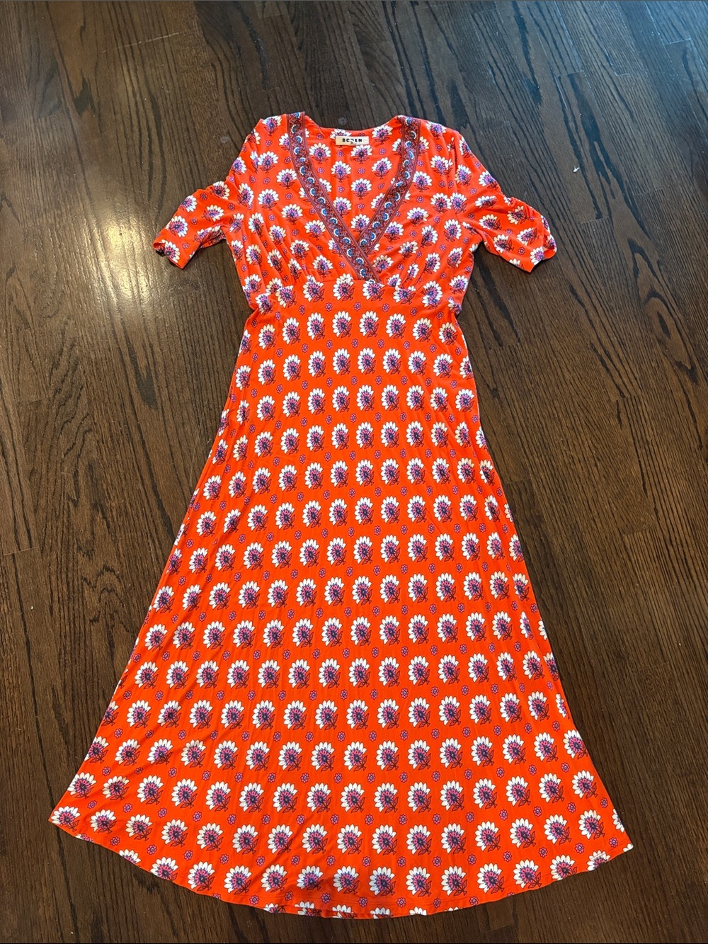 Boden Orange Floral Midi Dress